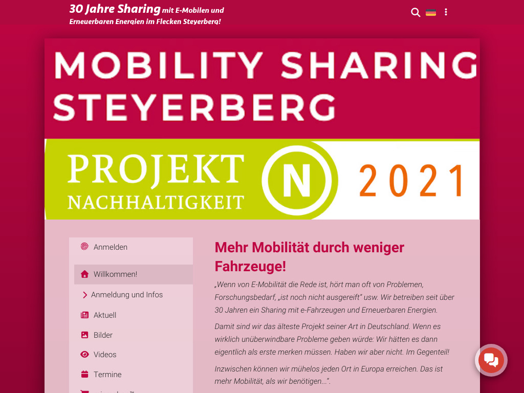 Website von Mehr Mobilität durch weniger Fahrzeuge! in Steyerberg