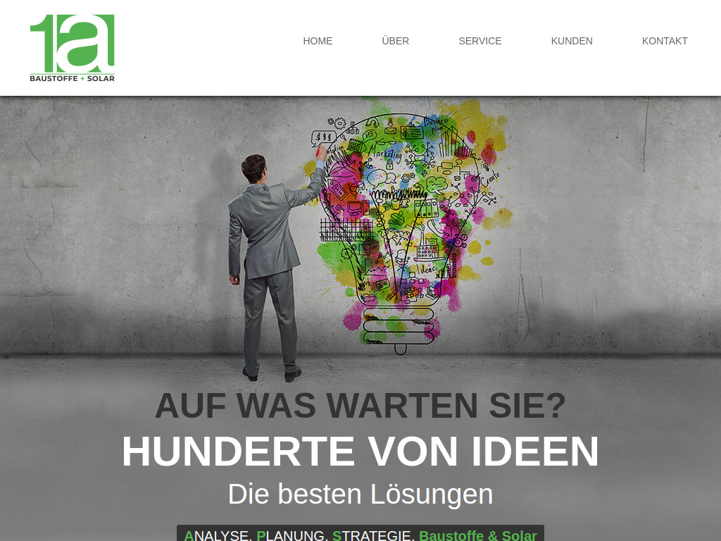 Website von 1a Baustoffe + Solar GmbH in Wuppertal