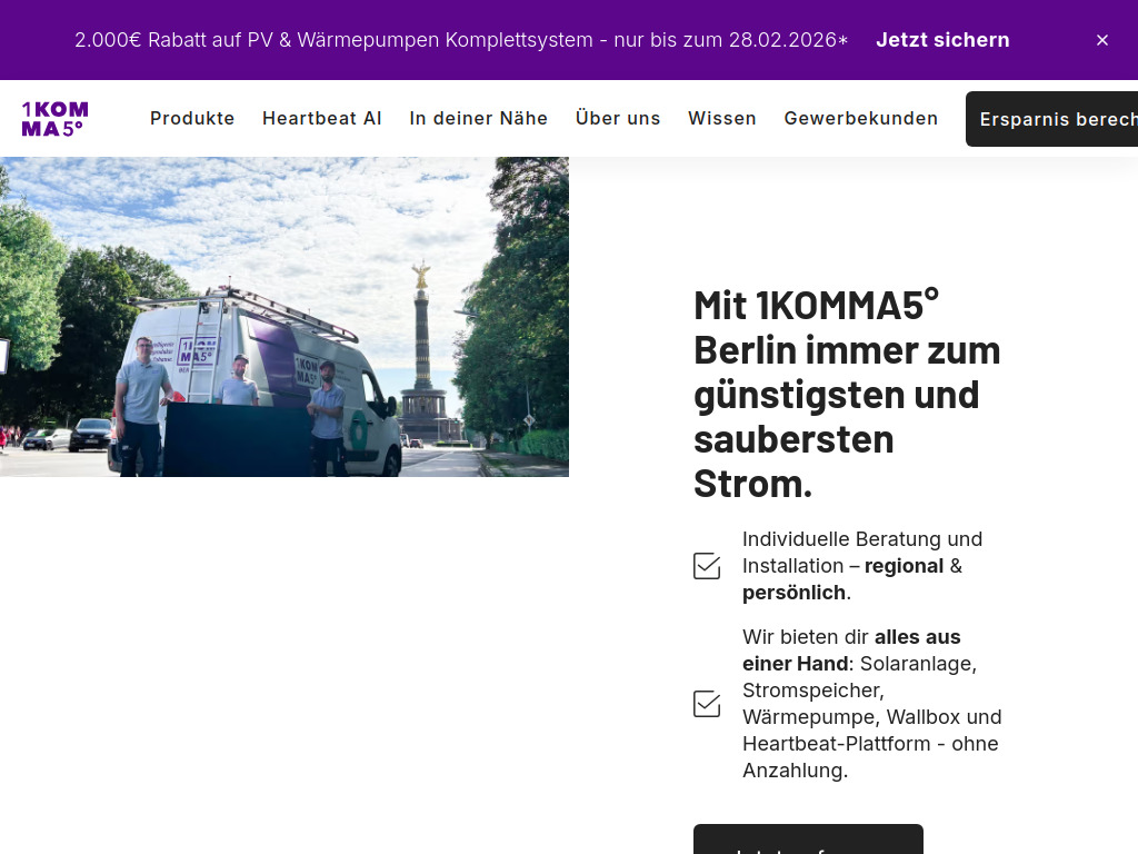 Website von 1KOMMA5° Berlin GmbH in Berlin