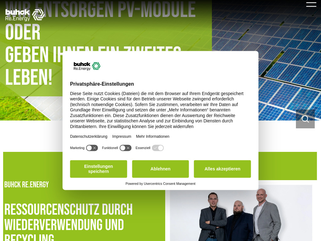 Website von Buhck Re.Energy GmbH & Co. KG in Hamburg