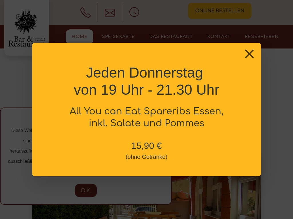 Website von 3D Bar & Restaurant in München