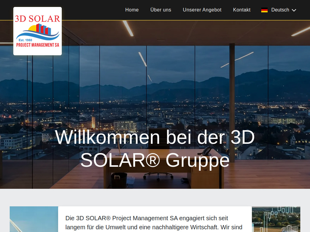 Website von 3D SOLAR Project Management SA in Pfäffikon SZ