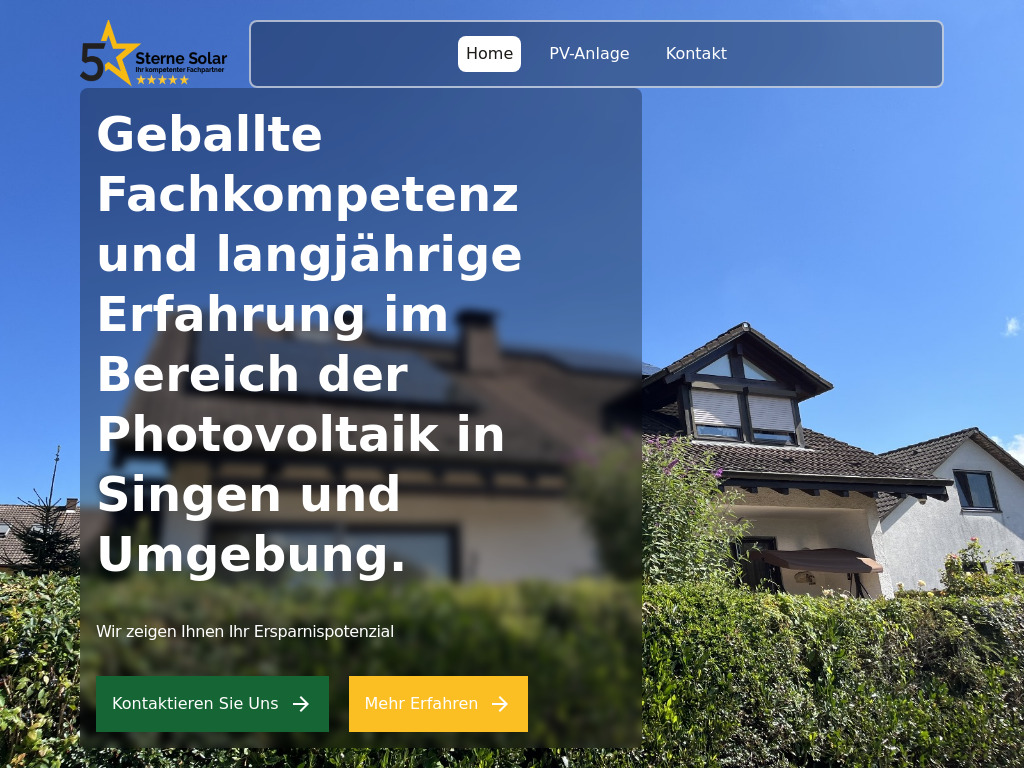 Website von 5-Sterne-Solar GmbH in Singen
