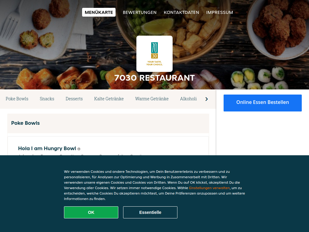 Website von 7030 Restaurant - Essen online bestellen in Winterthur in Winterthur