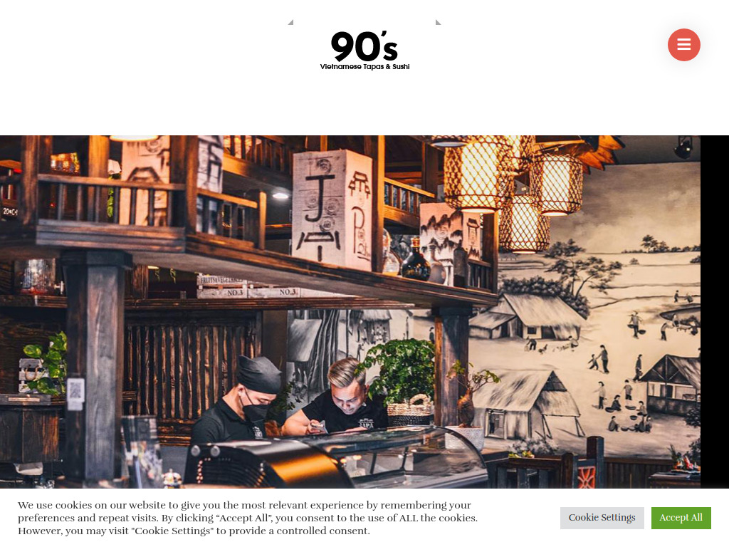 Website von 90's Vietnamese Tapas & Sushi Restaurant in Berlin