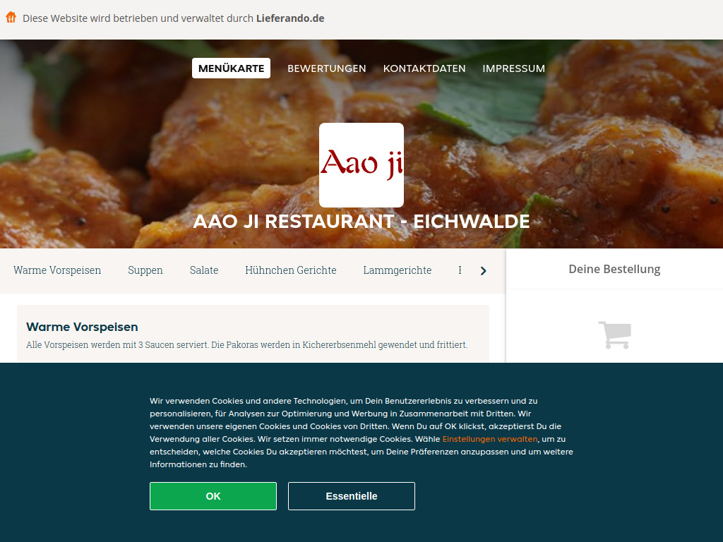 Website von Aao Ji Restaurant - Eichwalde - Essen online bestellen in Eichwalde in Eichwalde