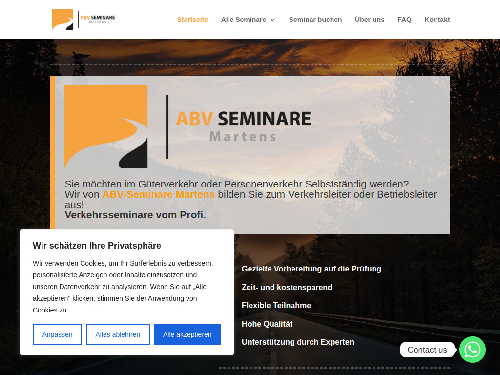 Website von ABV - Ausbildung Betriebsleiter & Verkehrsleiter UG in Weil am Rhein