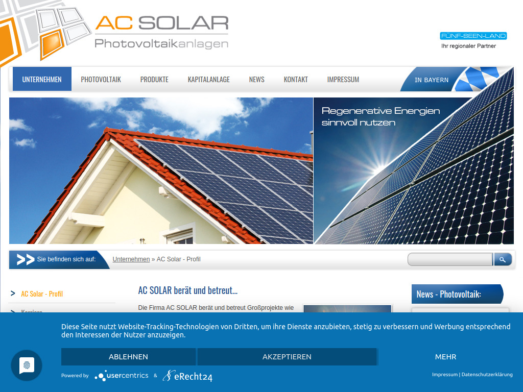 Website von AC Solar GmbH in Starnberg