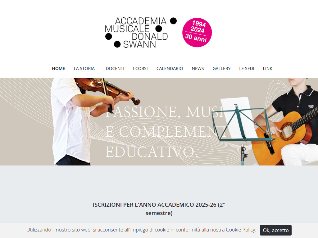 Website von Accademia Donald Swann