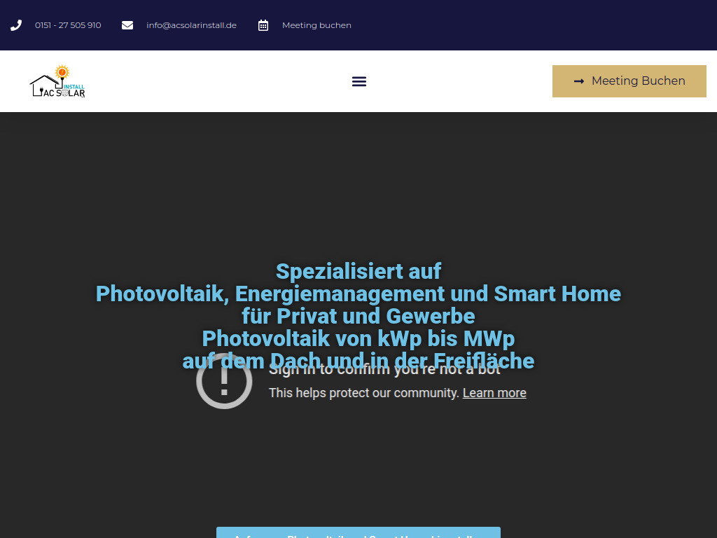 Website von AC SOLAR Install e.K. in Tussenhausen