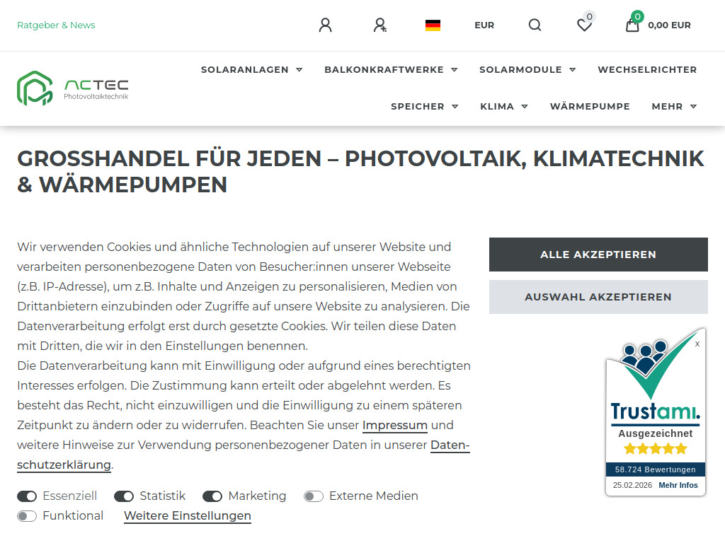 Website von AC TEC GmbH in Karlsruhe