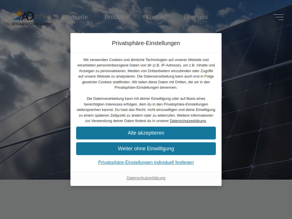 Website von AD Solarsystem GmbH in Erfurt