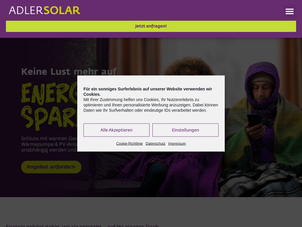 Website von ADLER Solar GmbH in Bremen