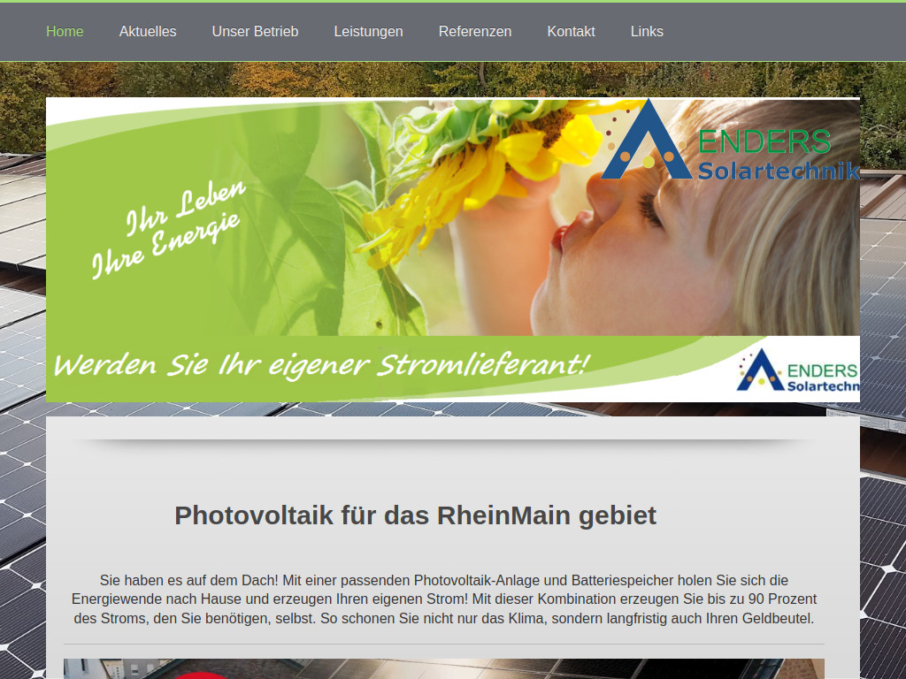 Website von AENDERS Solartechnik in Frankfurt am Main