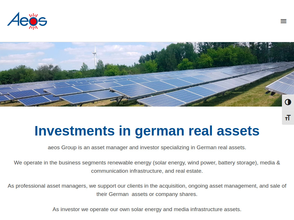 Website von aeos Gruppe