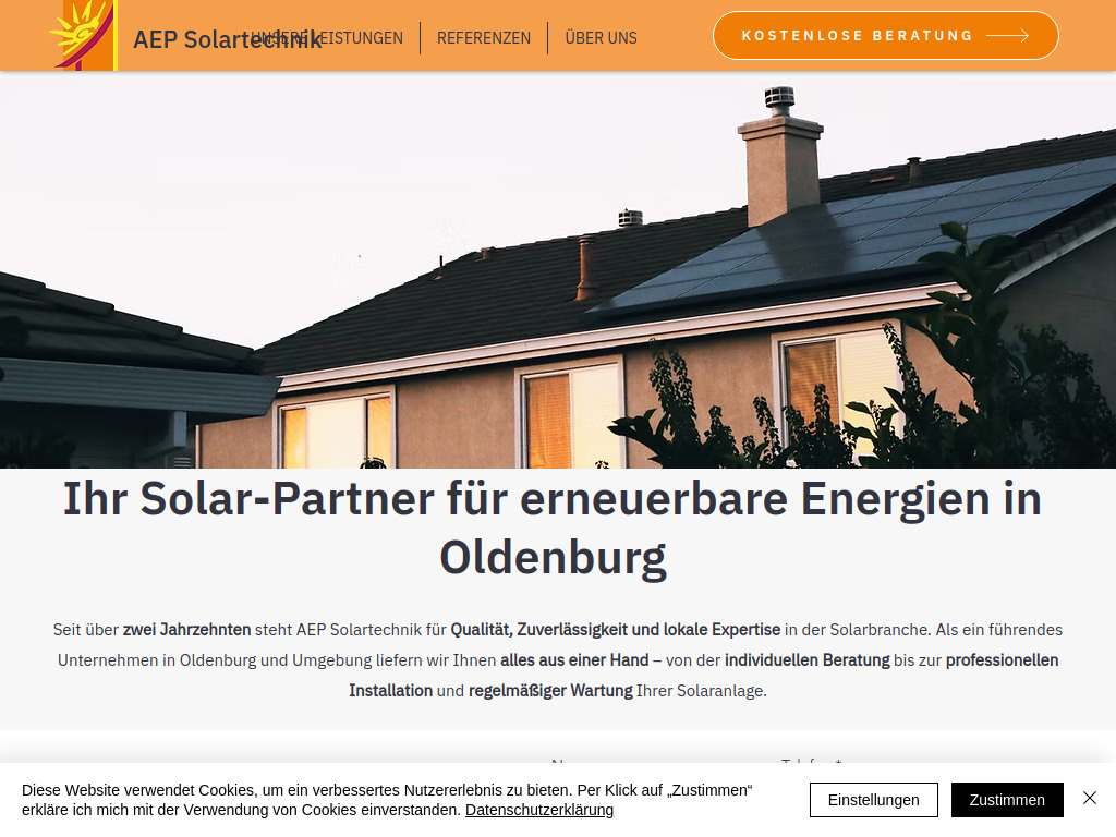 Website von AEP Gesellschaft für Alternative Energien mbH in Oldenburg