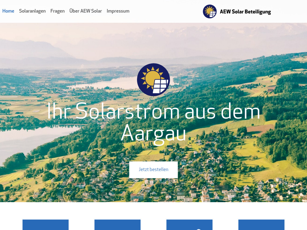 Website von AEW Energie AG in Aarau