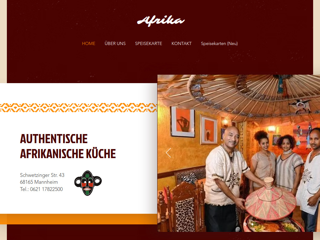 Website von Restaurant Afrika Mannheim in Mannheim