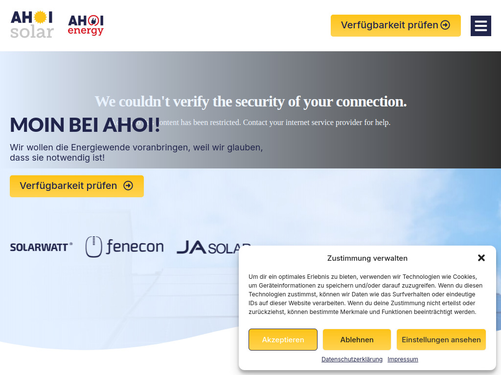 Website von AHOI Solarkonzepte Nord GmbH in Hamburg