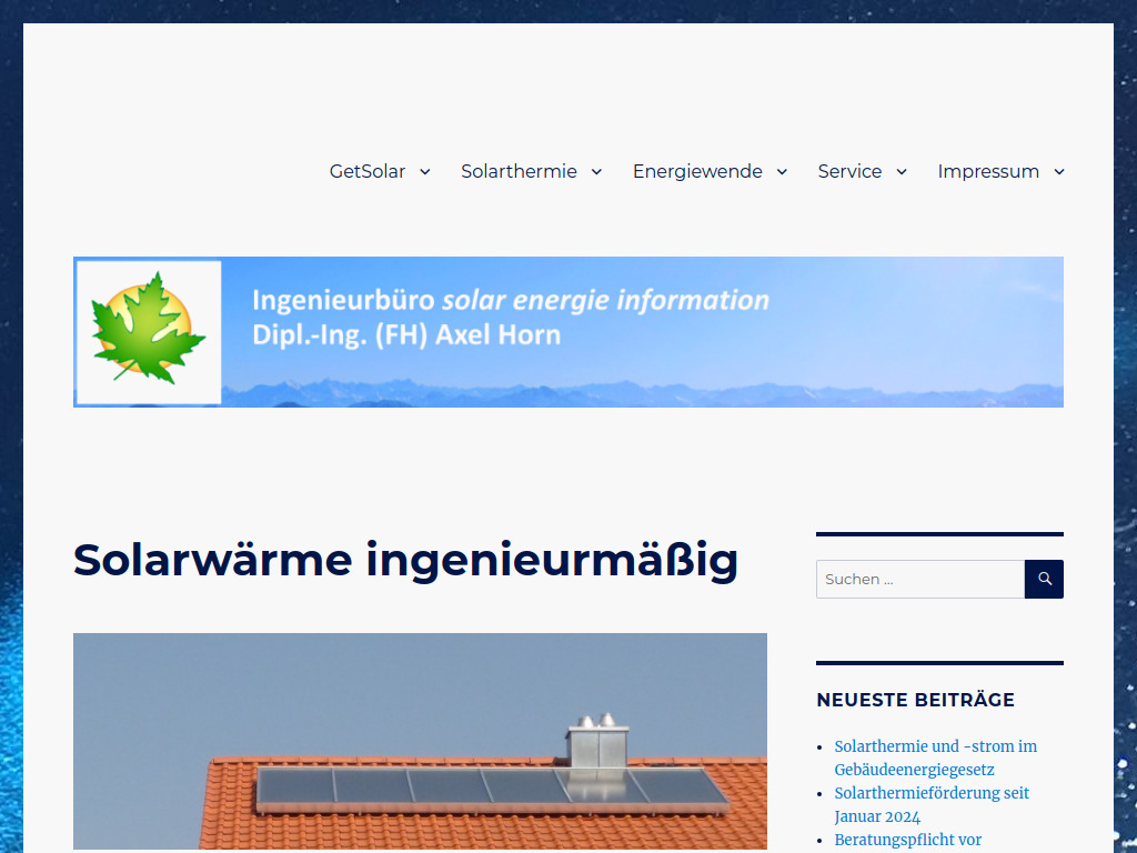Website von Ing.-Büro solar energie information in Sauerlach