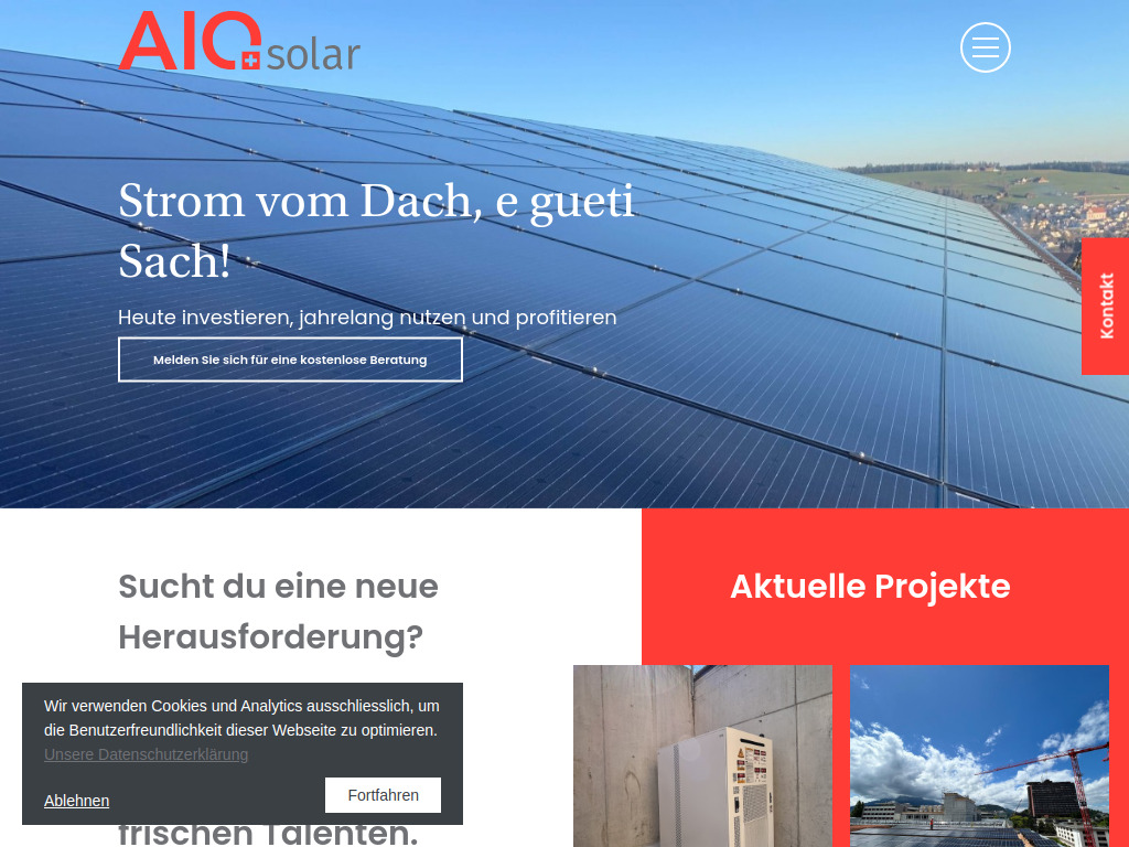 Website von AIO-Solar AG in Ruswil