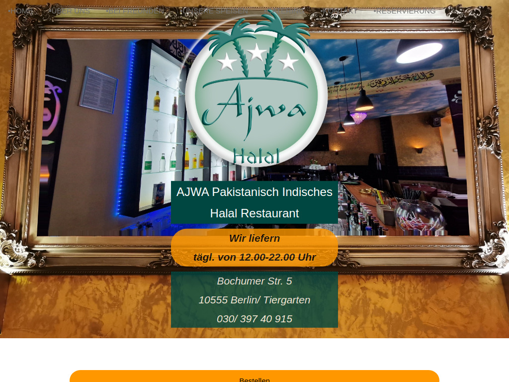 Website von AJWA Restaurant in Berlin