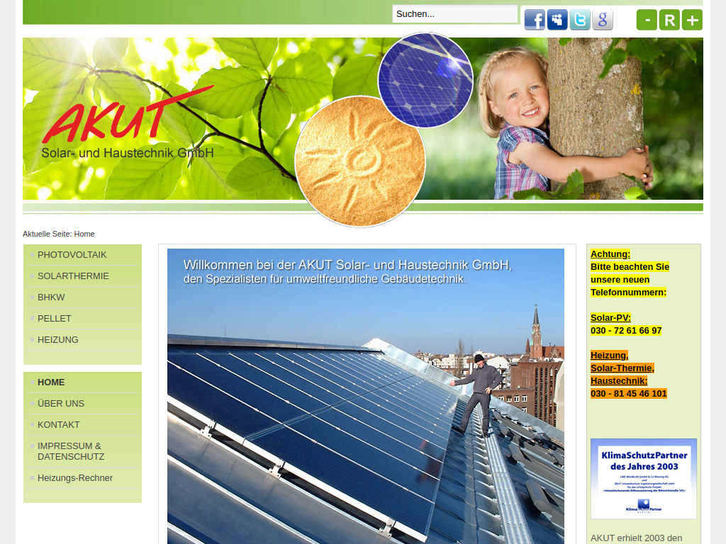 Website von AKUT Solar- und Haustechnik GmbH in Berlin