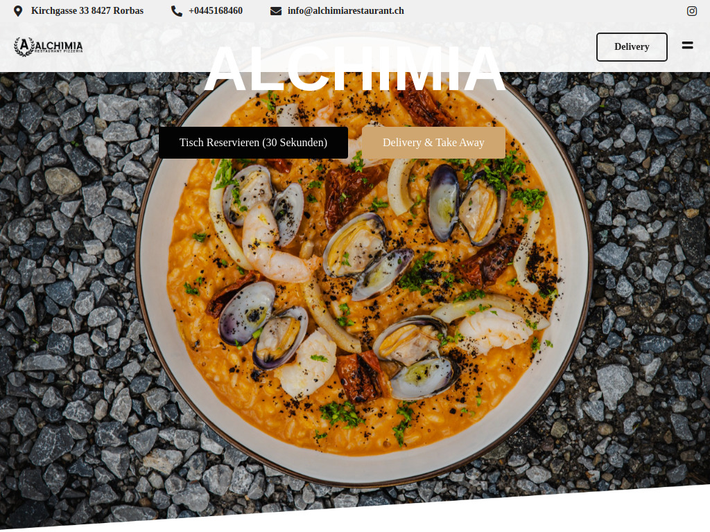Website von Alchimia Restaurant in Rorbas