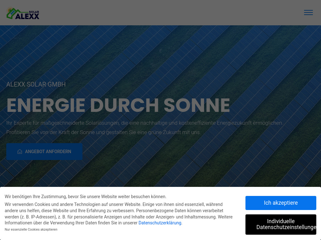 Website von Alexx Solar GmbH in Zeuthen