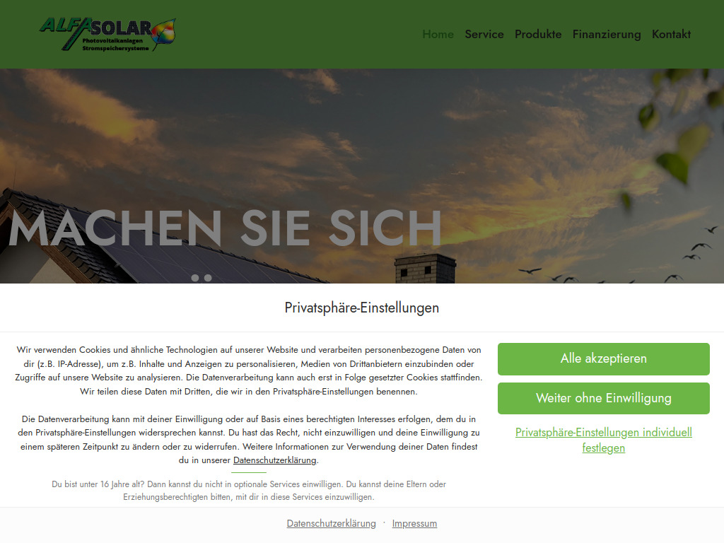 Website von Alfa Solar GmbH in Blankenfelde-Mahlow
