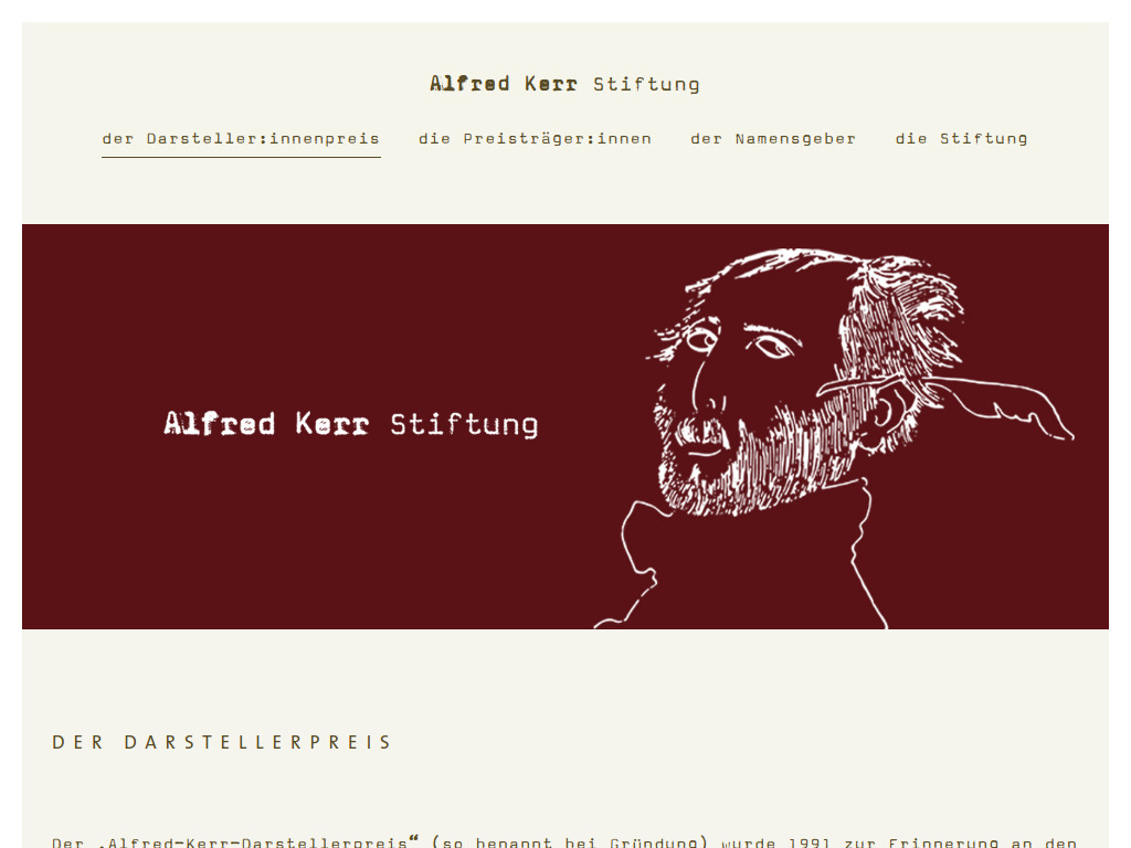 Website von Alfred-Kerr-Stiftung in Berlin