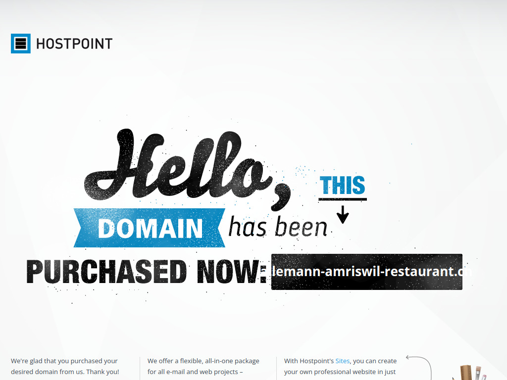 Website von Hallo, diese Domain wurde gerade bei Hostpoint gekauft.