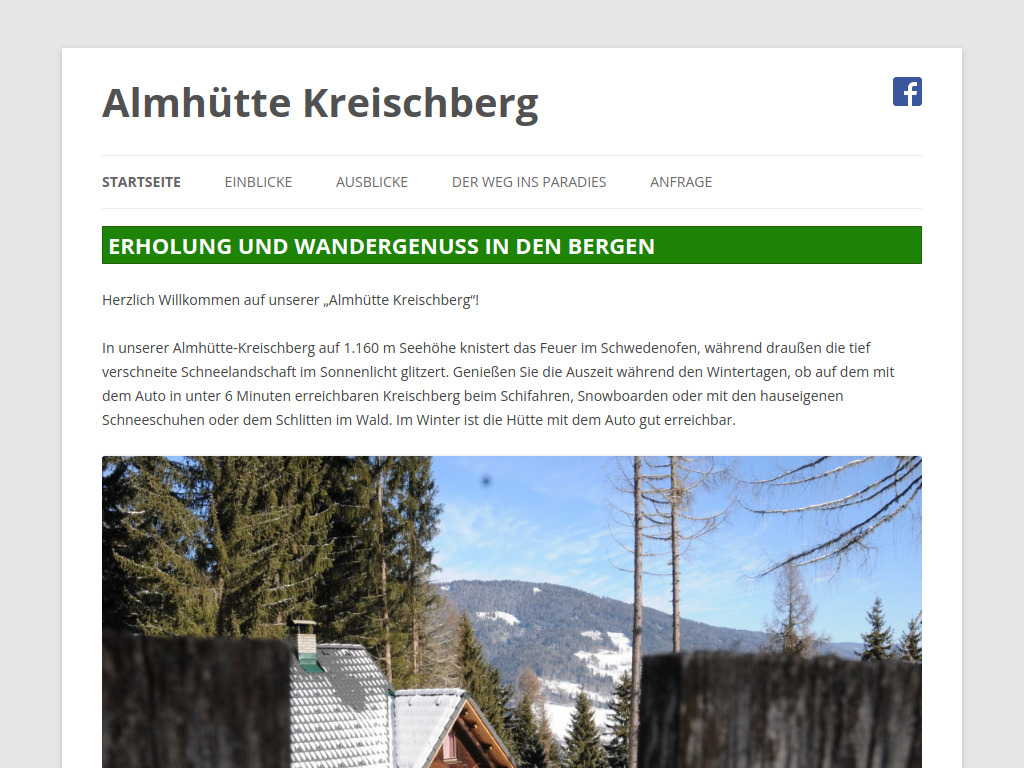 Website von Almhütte Kreischberg in St. Georgen am Kreischberg