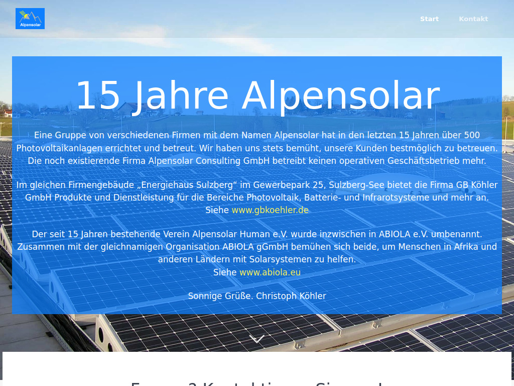 Website von Alpensolar Consulting GmbH in Sulzberg-See