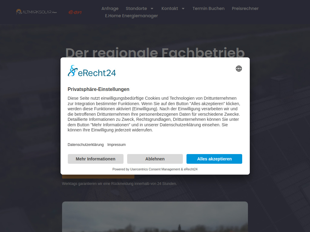 Website von Altmärker Solarstrom GmbH in Klötze OT Kusey