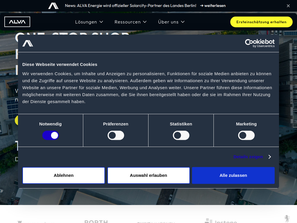 Website von Alva Energie GmbH in Berlin