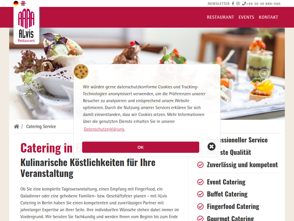 Website von Unser Catering Service in Berlin