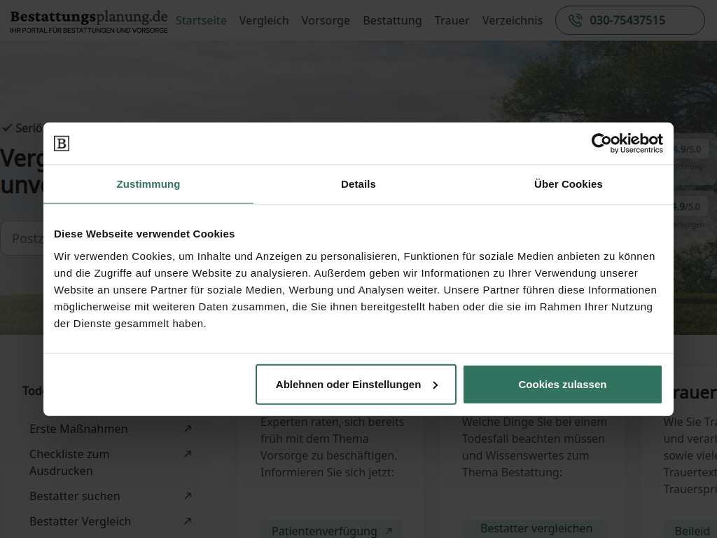 Website von Trauerbegleiter Kosten in Kundenbewertungen ekomi