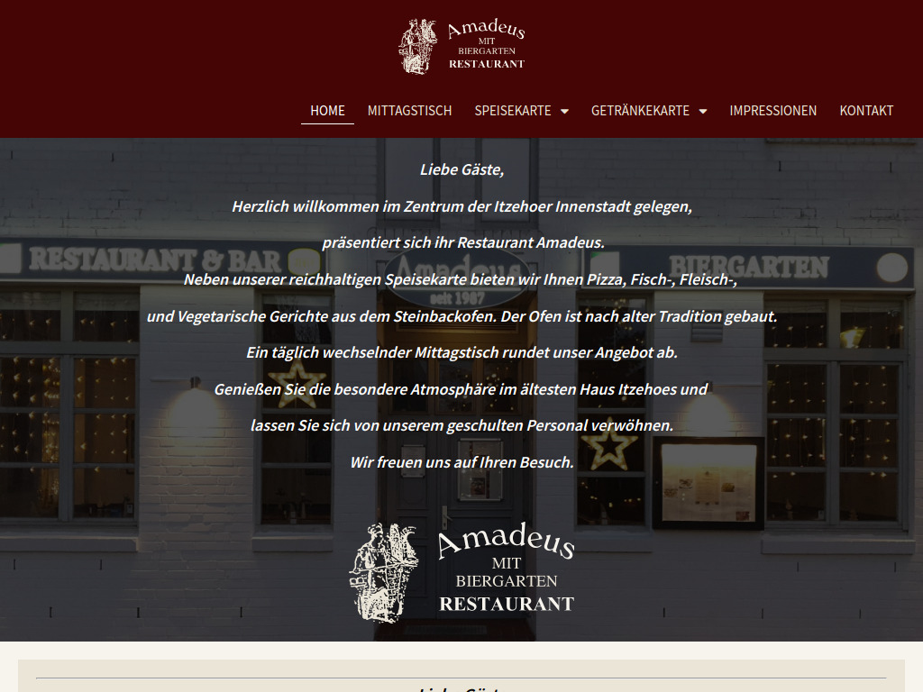 Website von Restaurant Amadeus in Itzehoe