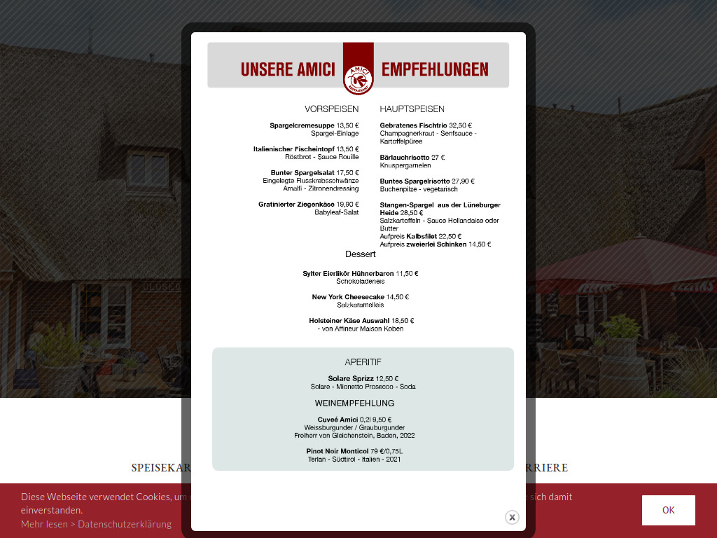 Website von Behrens Gastronomie und Catering OHG in Sylt Ot Keitum