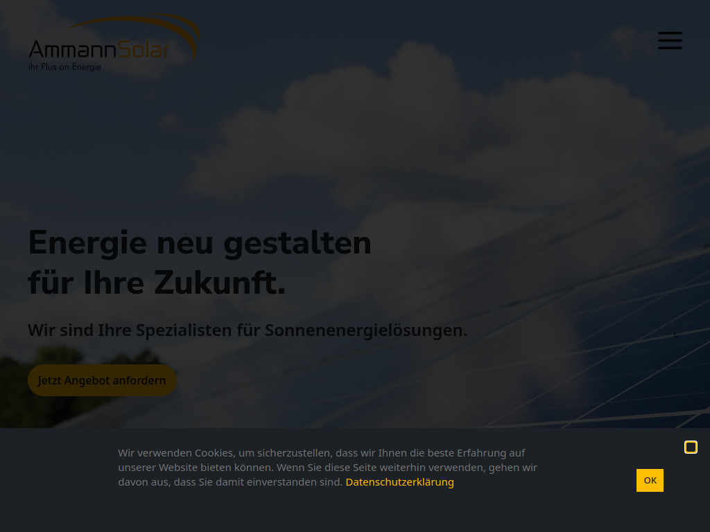 Website von Ammann Solar AG in Rheineck