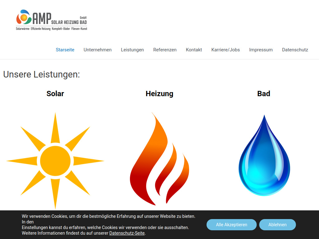 Website von AMP Solar Heizung Bad GmbH