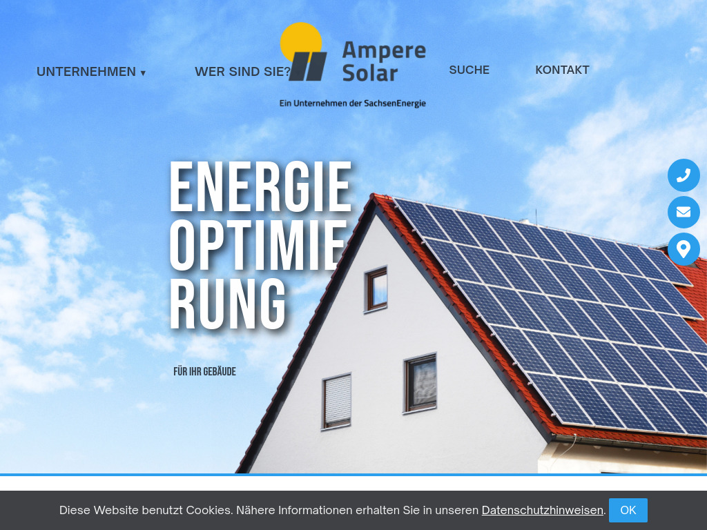 Website von Ampere Solar GmbH in Weinböhla