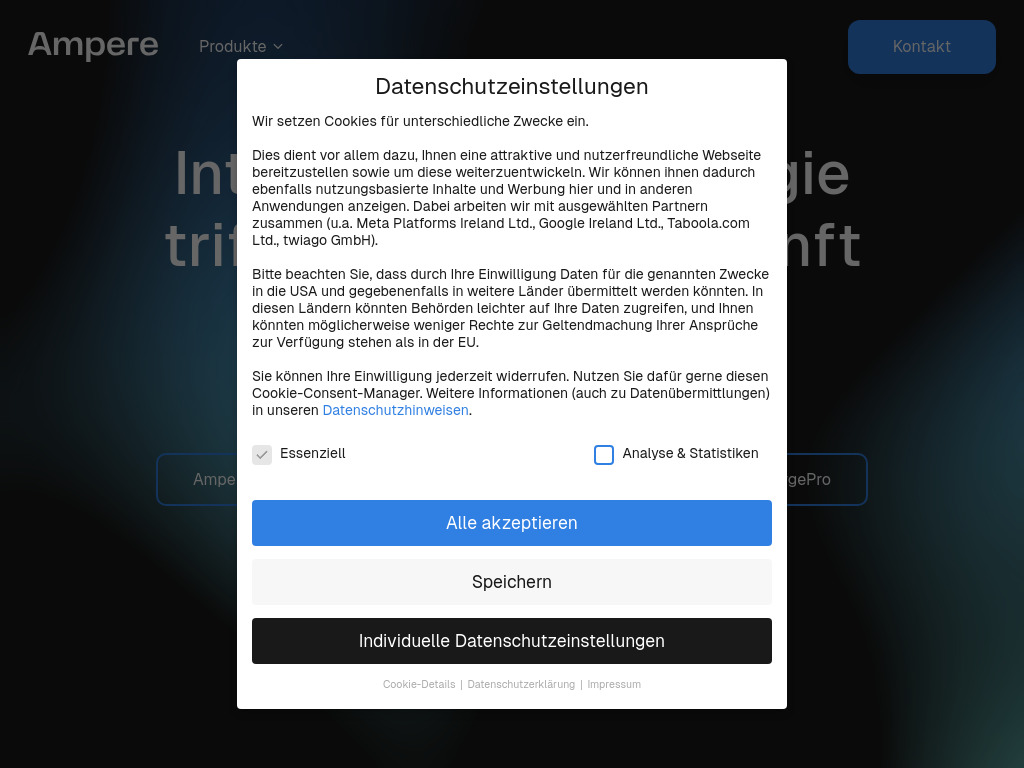 Website von AMPERE German Electric Innovation GmbH in Taucha