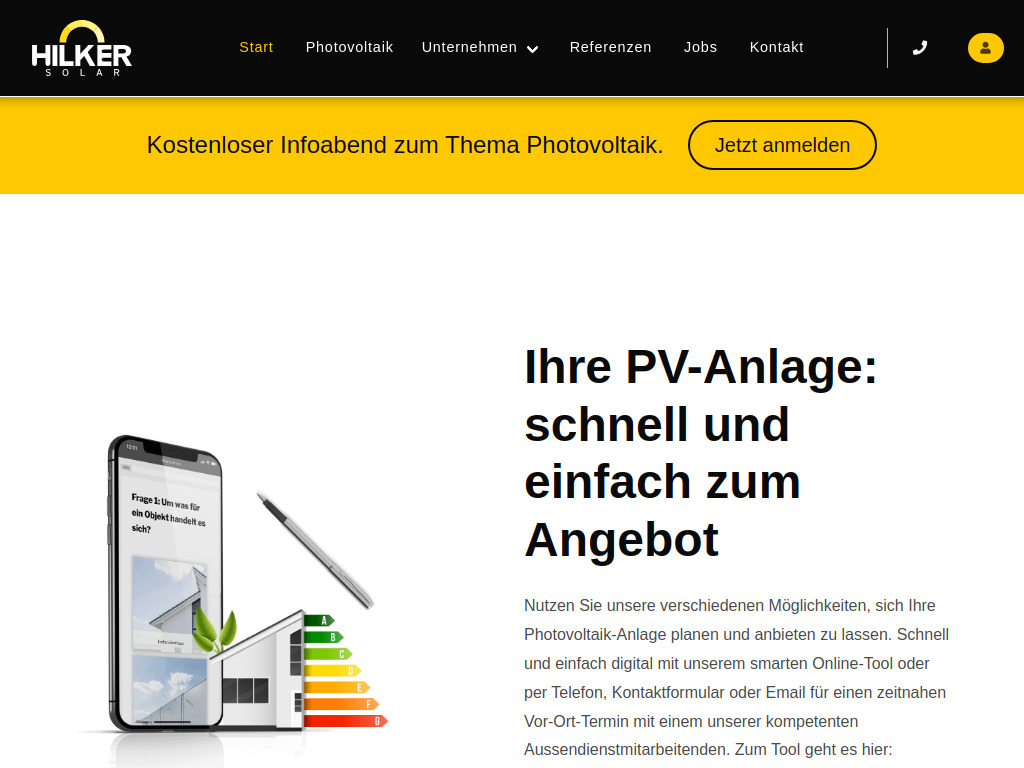 Website von Hilker Solar GmbH in Rahden
