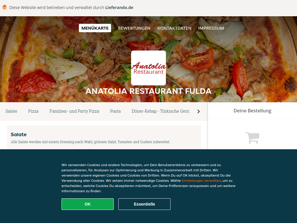 Website von Anatolia Restaurant Fulda - Essen online bestellen in Fulda in Fulda