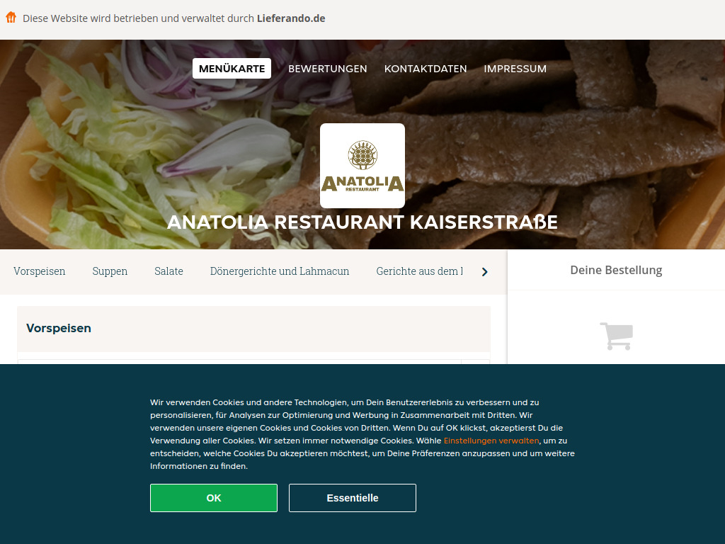 Website von Anatolia Restaurant Kaiserstraße - Essen online bestellen in Offenbach am Main in Offenbach am Main