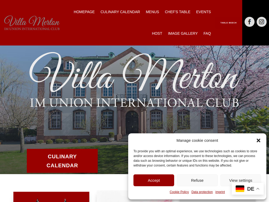 Website von Restaurant Villa Merton im Union International Club