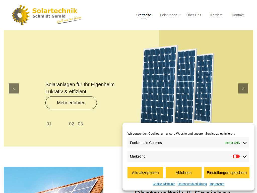 Website von Solartechnik Gerald Schmidt in Falkenberg