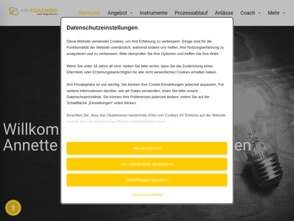 Website von AM-Coaching „mehr Möglichkeiten" in Gießen